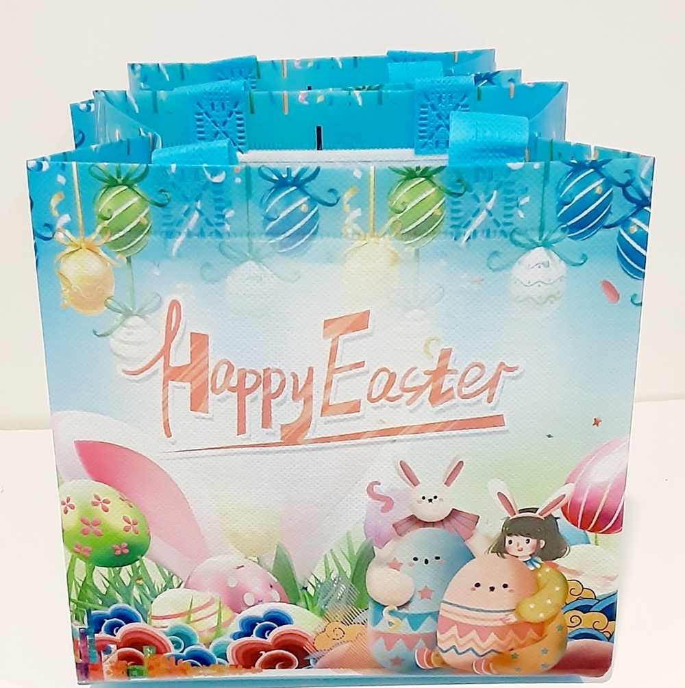 Happy Easter Blue Reusable Gift Bag - Home Party Supplies Kids Easter Bag $13